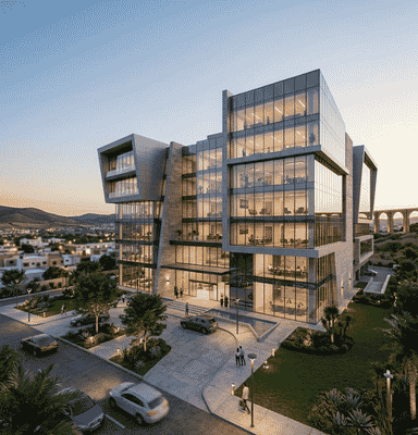 Render 3D de oficinas corporativas en Querétaro